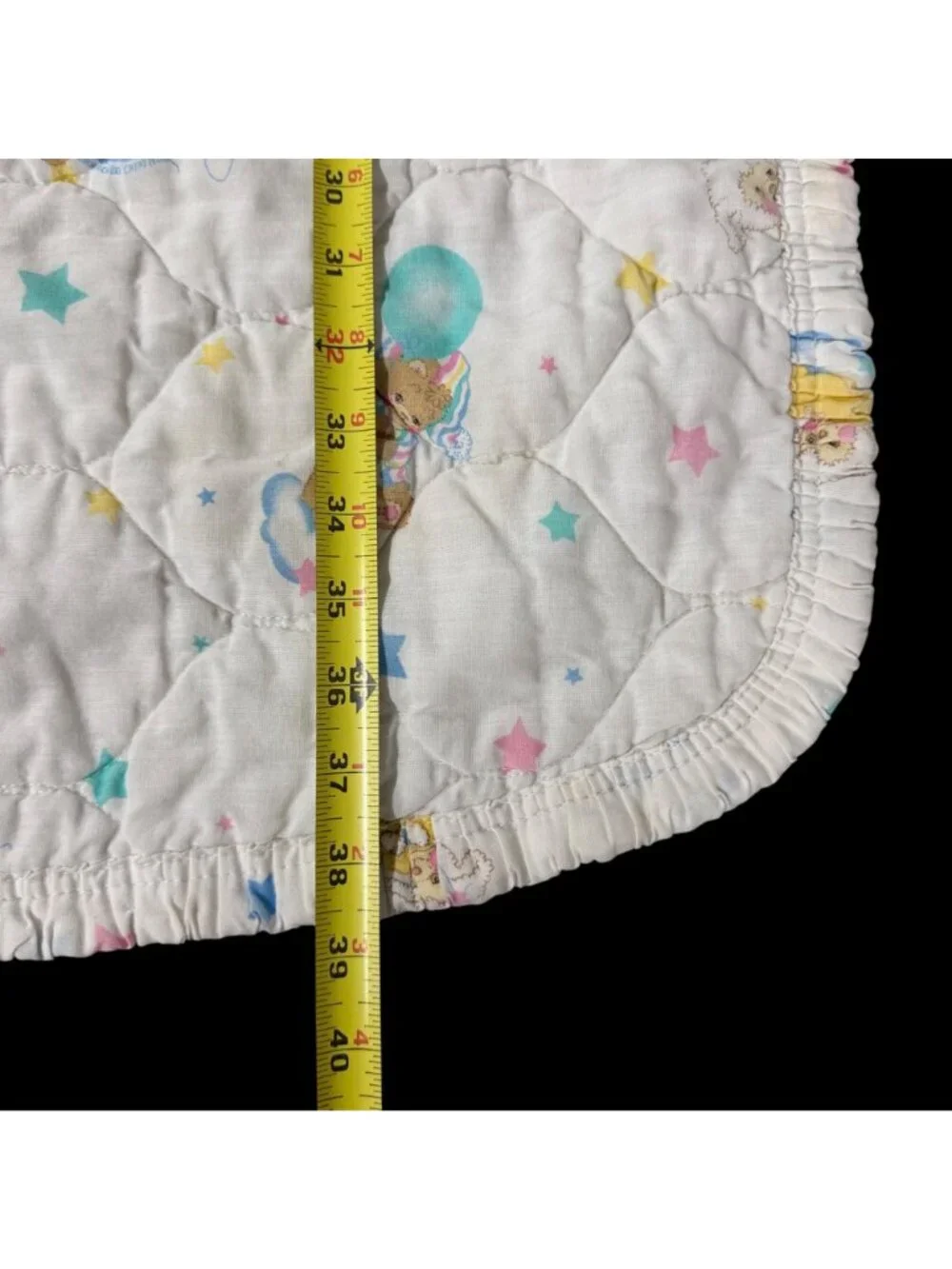 Vintage Baby Blanket Sleepy Teddy Bear 90s Quilted Pastel Bedding Brushcreek USA